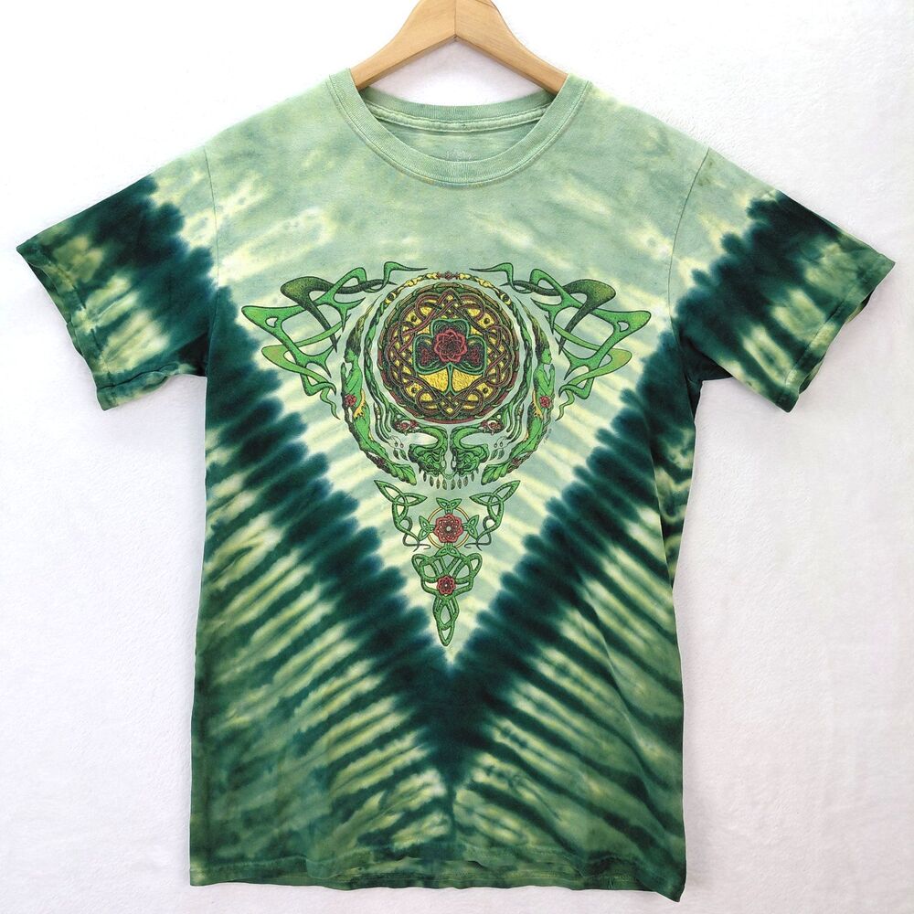 Vintage 2002 Grateful Dead Celtic Knot Tie-Dye SS Shirt Mens S Green Sundog GDP